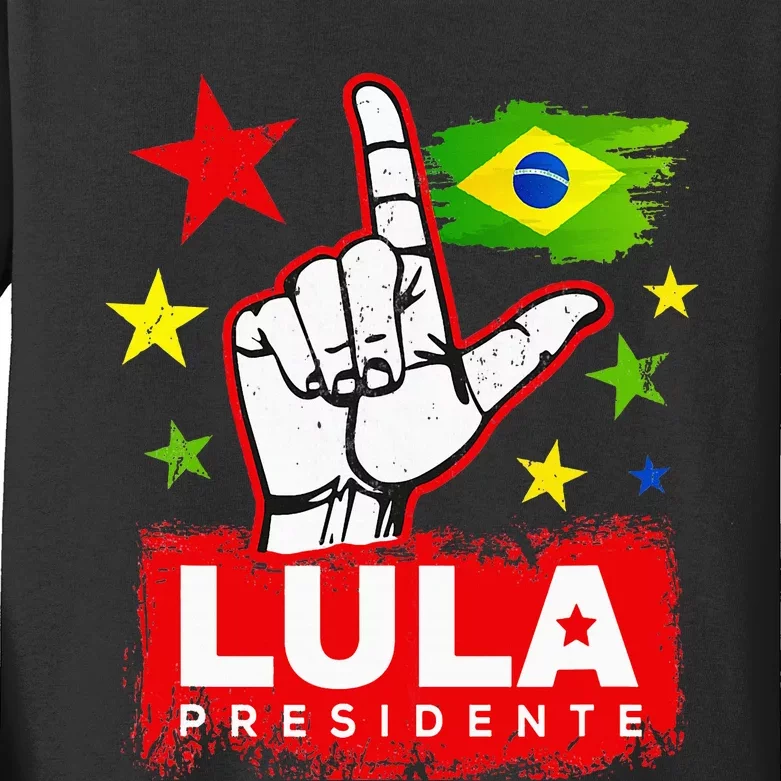 Lula Presidente Brasil Lula Brazil President Support Kids Long Sleeve Shirt