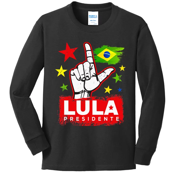 Lula Presidente Brasil Lula Brazil President Support Kids Long Sleeve Shirt