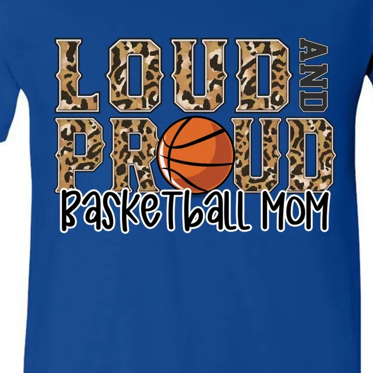 Loud Proud Basketball Mom Leopard Print Cheetah Mom Sport Gift V-Neck T-Shirt