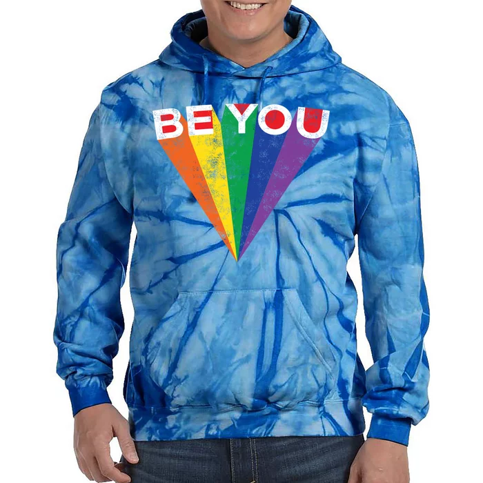 Lgbtq Pride Be You Rainbow Striped Gay Teen Adult Gift Cool Gift Tie Dye Hoodie