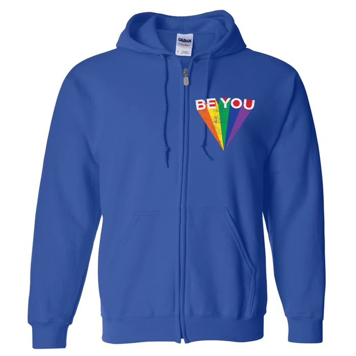 Lgbtq Pride Be You Rainbow Striped Gay Teen Adult Gift Cool Gift Full Zip Hoodie