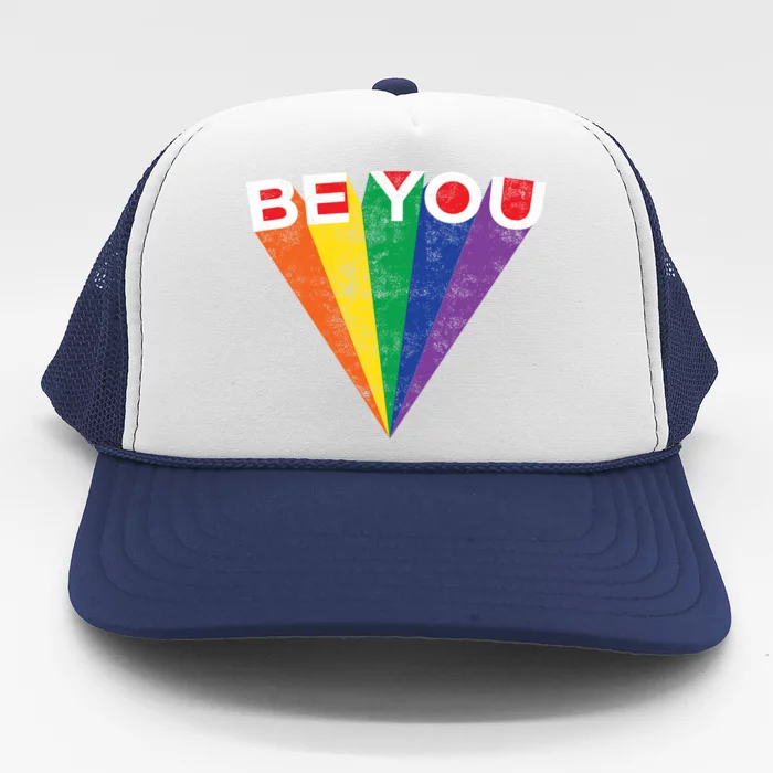 Lgbtq Pride Be You Rainbow Striped Gay Teen Adult Gift Cool Gift Trucker Hat