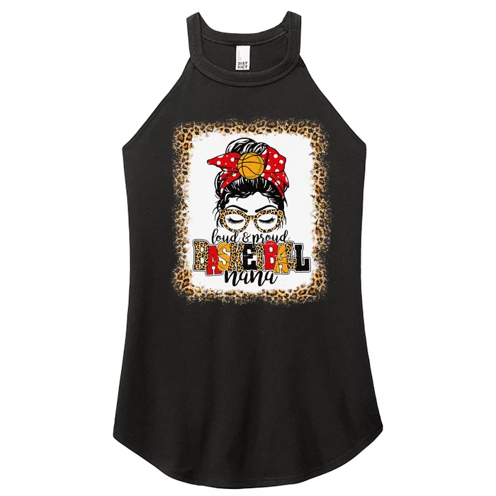 Loud & Proud Basketball Nana Messy Bun Mom Leopard Women’s Perfect Tri Rocker Tank