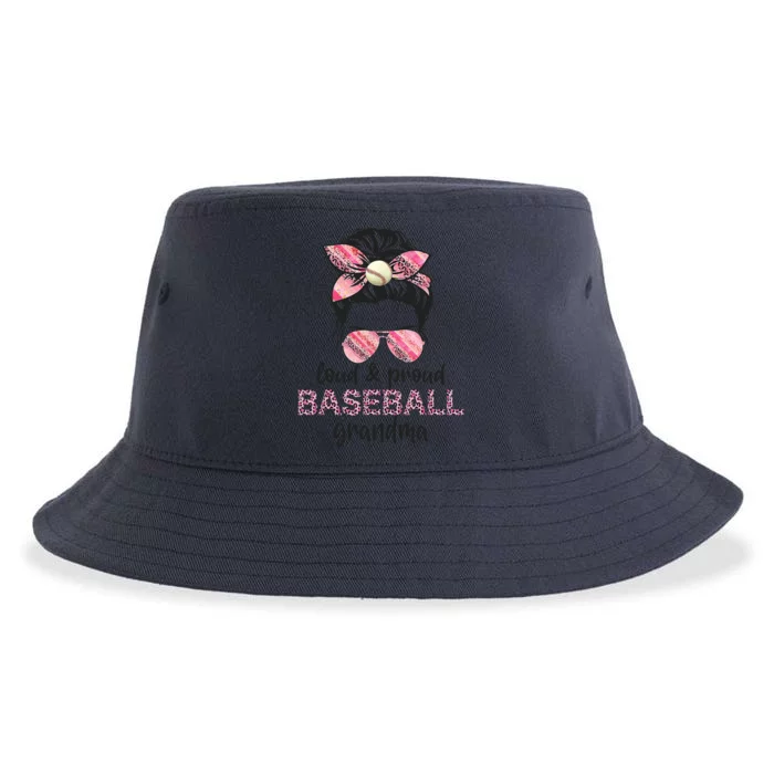 Loud Proud BaseBall Grandma Life Messy Bun Leopard Game Day Sustainable Bucket Hat