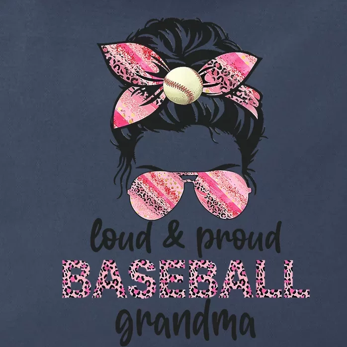 Loud Proud BaseBall Grandma Life Messy Bun Leopard Game Day Zip Tote Bag