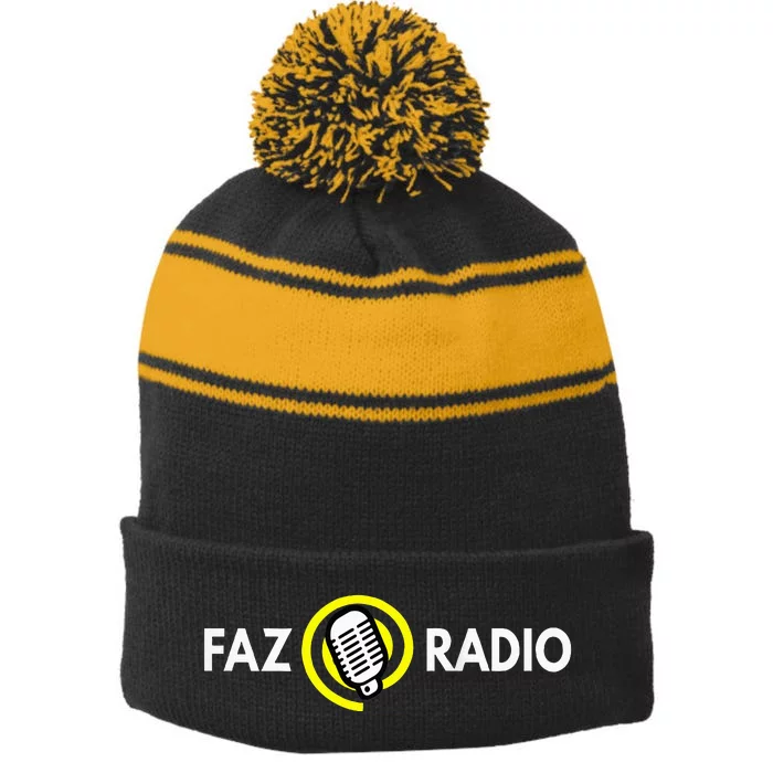 Logo Plus Banner Stripe Pom Pom Beanie