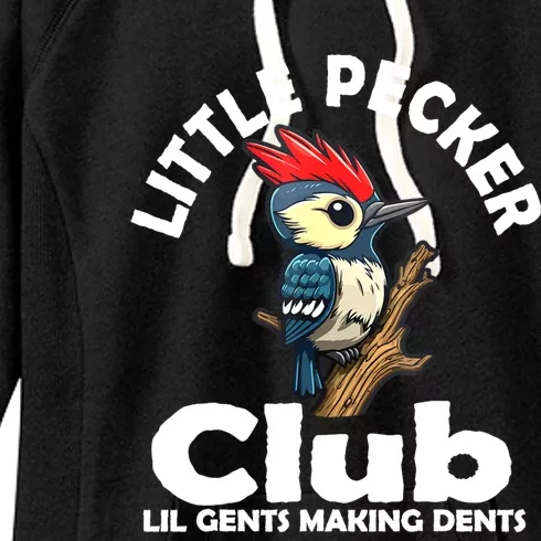 Little Pecker Club Lil Gents Making Dents Funny Woodpecker Women's Fleece Hoodie