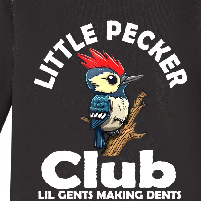 Little Pecker Club Lil Gents Making Dents Funny Woodpecker Baby Long Sleeve Bodysuit