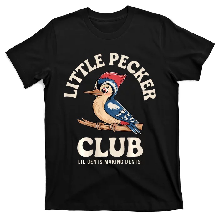 Little Pecker Club Front And Back Funny Woodpecker T-Shirt