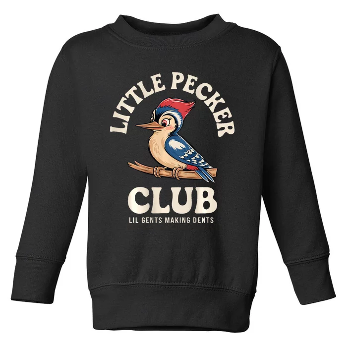 Little Pecker Club Front And Back Funny Woodpecker Toddler Sweatshirt