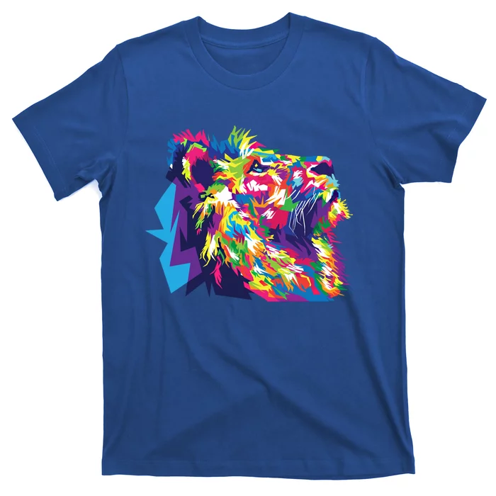 Lion Portrait Colorful African Lion Large Cat Wild Nature Gift T-Shirt