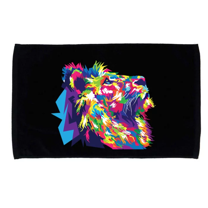 Lion Portrait Colorful African Lion Large Cat Wild Nature Gift Microfiber Hand Towel