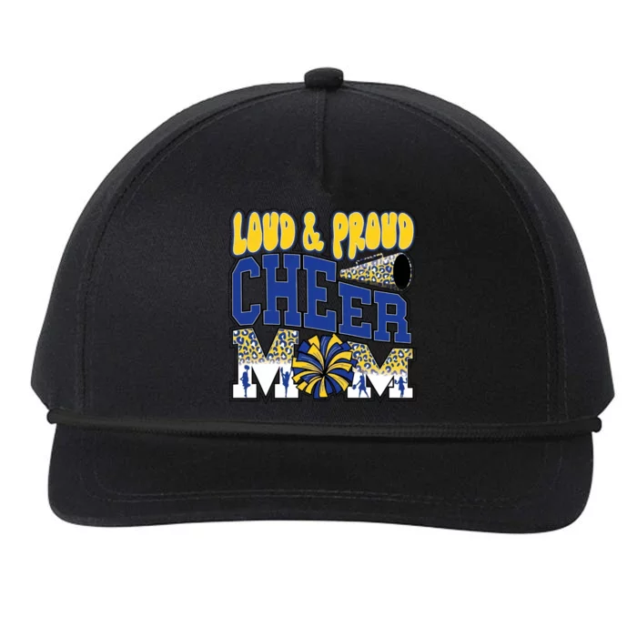 Loud & Proud Cheer Mom Leopard Cheerleader Blue Snapback Five-Panel Rope Hat