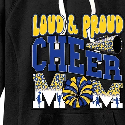 Loud & Proud Cheer Mom Leopard Cheerleader Blue Women's Fleece Hoodie