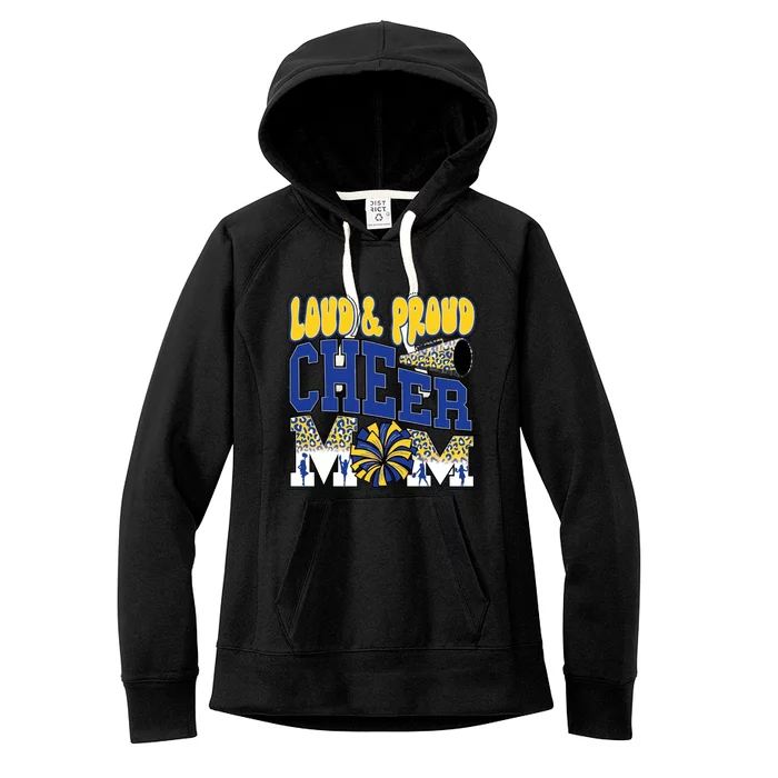 Loud & Proud Cheer Mom Leopard Cheerleader Blue Women's Fleece Hoodie