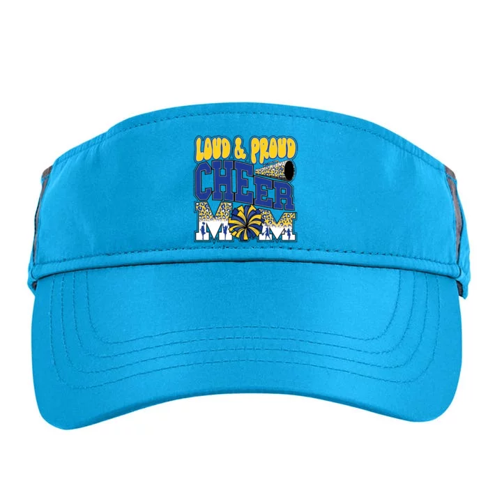 Loud & Proud Cheer Mom Leopard Cheerleader Blue Adult Drive Performance Visor