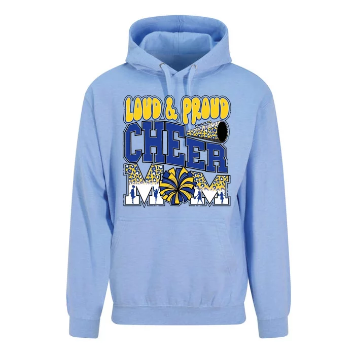 Loud & Proud Cheer Mom Leopard Cheerleader Blue Unisex Surf Hoodie