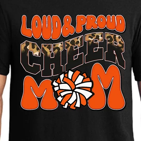 Loud Proud Cheer Mom Orange Team Leopard Funny Cheer Crew Pajama Set