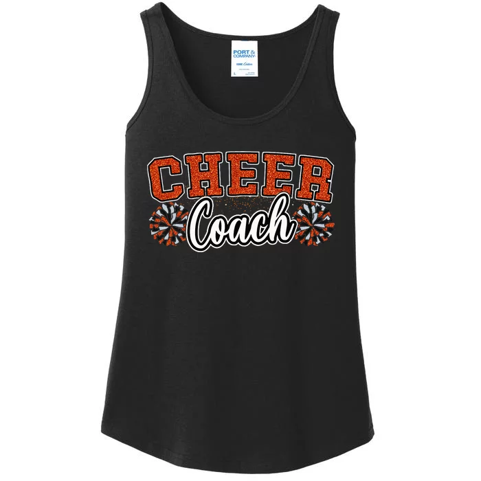 Loud Proud Cheer Coach Orange Pom Poms Cheerleader Women Ladies Essential Tank