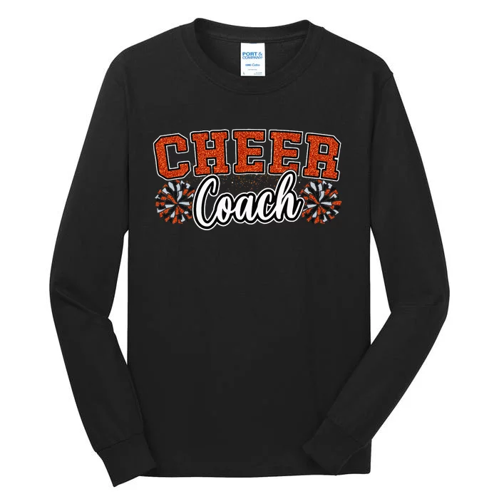 Loud Proud Cheer Coach Orange Pom Poms Cheerleader Women Tall Long Sleeve T-Shirt