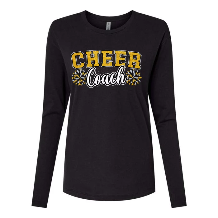 Loud Proud Cheer Coach Yellow Pom Poms Cheerleader Women Womens Cotton Relaxed Long Sleeve T-Shirt