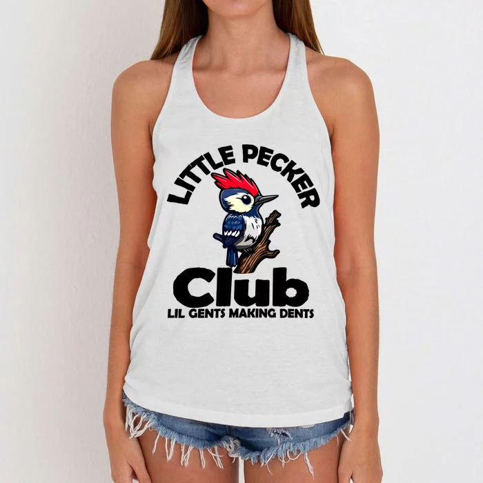 Little Pecker Club Lil Gents Making Dents Women's Knotted Racerback Tank