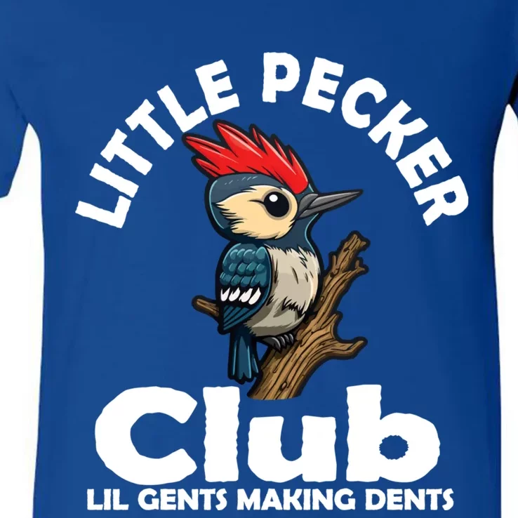 Little Pecker Club Lil Gents Making Dents Funny Woodpecker V-Neck T-Shirt