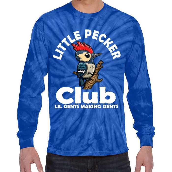 Little Pecker Club Lil Gents Making Dents Funny Woodpecker Tie-Dye Long Sleeve Shirt