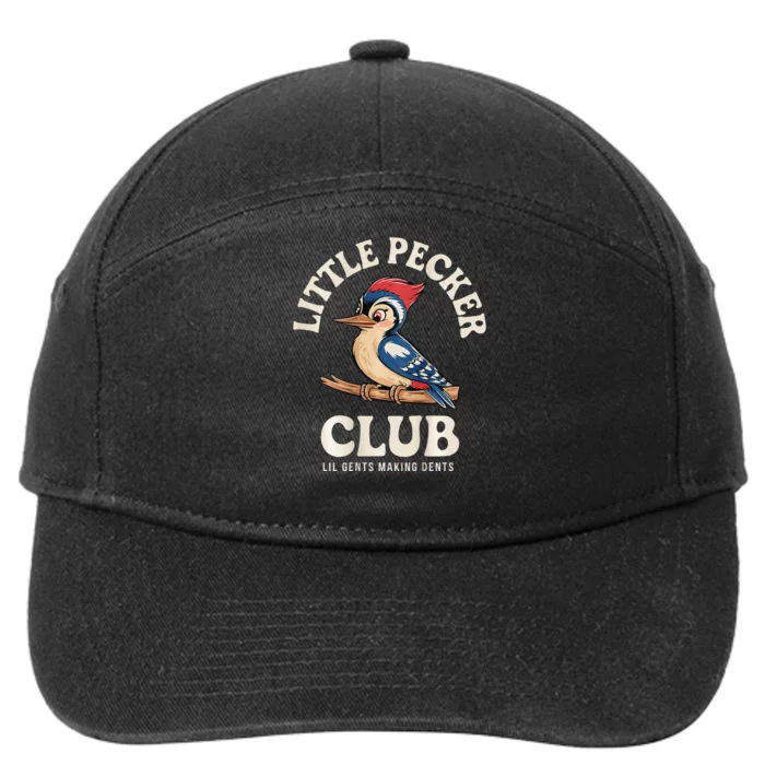 Little Pecker Club Front And Back Funny Woodpecker 7-Panel Snapback Hat