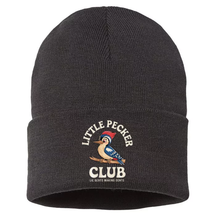 Little Pecker Club Front And Back Funny Woodpecker Sustainable Knit Beanie