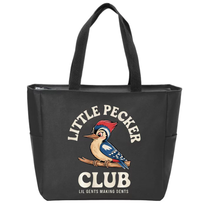 Little Pecker Club Front And Back Funny Woodpecker Zip Tote Bag