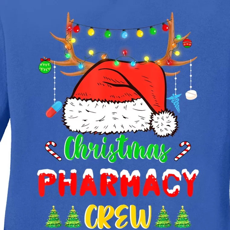 Lights Pharmacy Crew Reindeer Santa Funny Christmas Cool Gift Ladies Long Sleeve Shirt