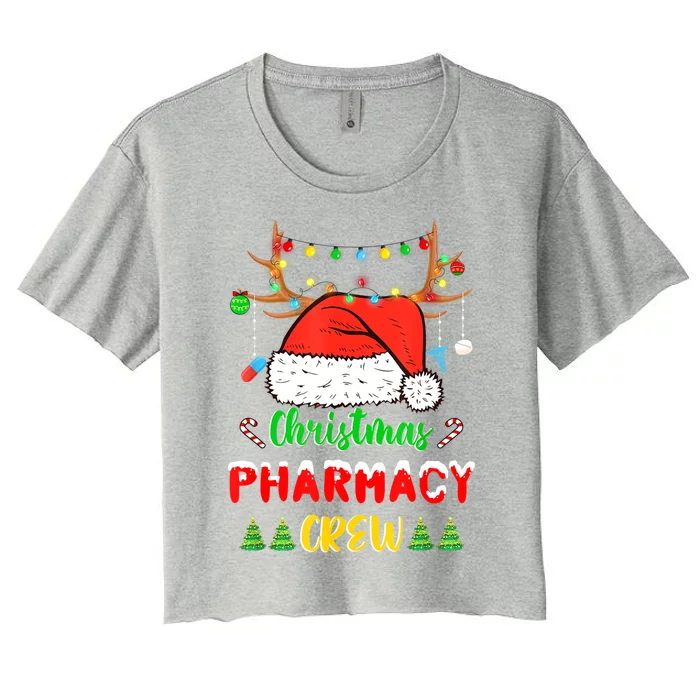 Lights Pharmacy Crew Reindeer Santa Funny Christmas Cool Gift Women's Crop Top Tee