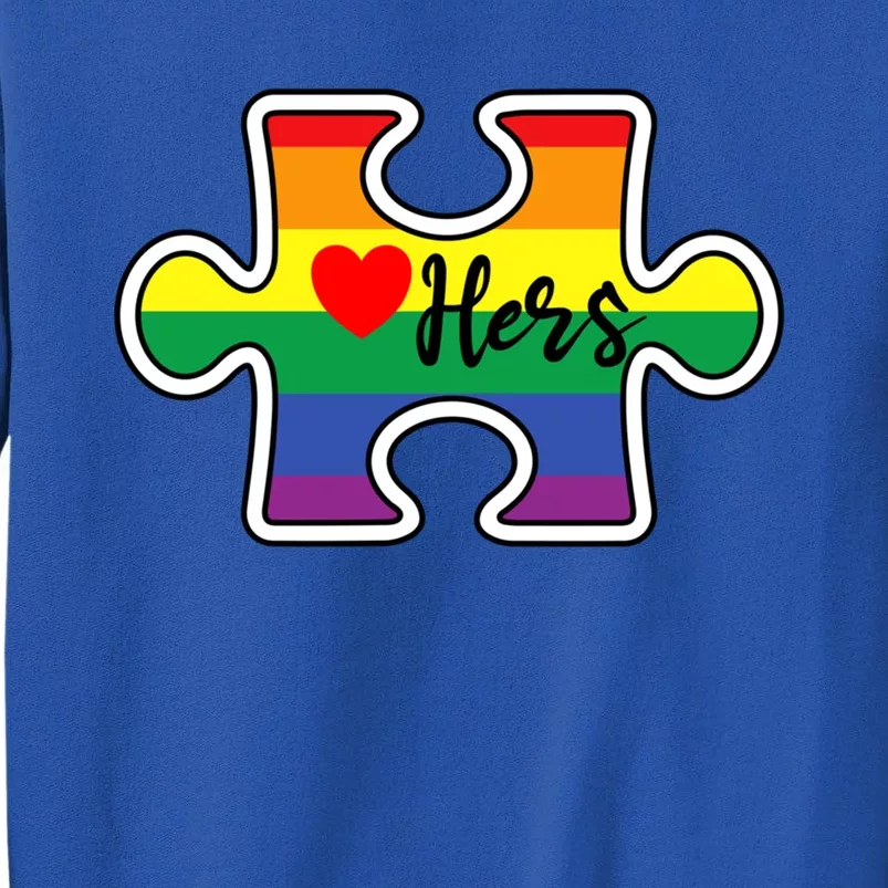 Lgbt Pride Couple Valentine Lesbian Hers Rainbow Puzzle Gay Meaningful Gift Tall Sweatshirt