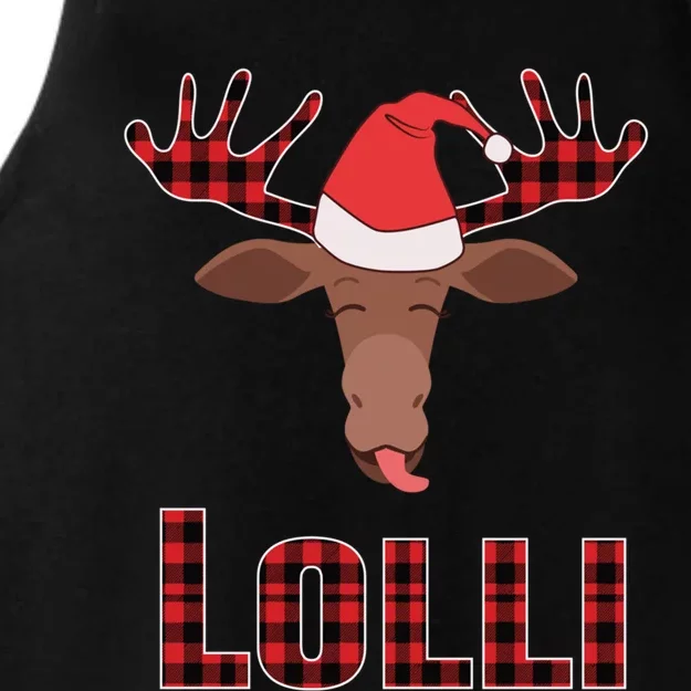 Lolli Pop Christmas Matching Family Group Moose Red Plaid Meaningful Gift Ladies Tri-Blend Wicking Tank