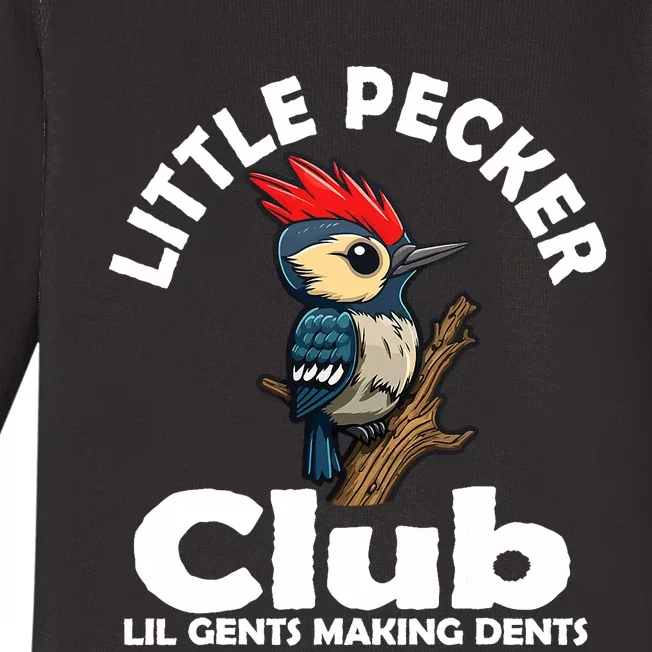 Little Pecker Club Lil Gents Making Dents Funny Woodpecker Baby Long Sleeve Bodysuit