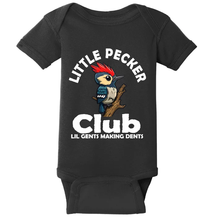 Little Pecker Club Lil Gents Making Dents Funny Woodpecker Baby Bodysuit