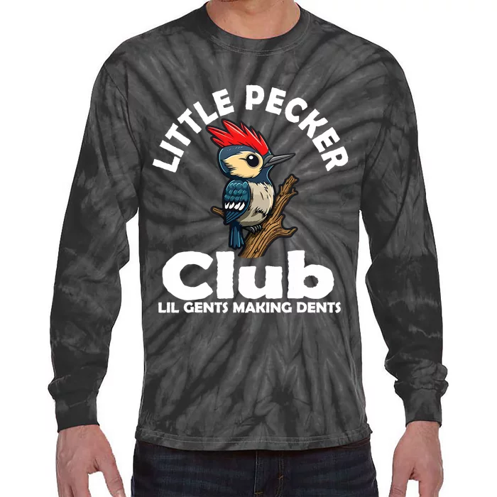 Little Pecker Club Lil Gents Making Dents Funny Woodpecker Tie-Dye Long Sleeve Shirt