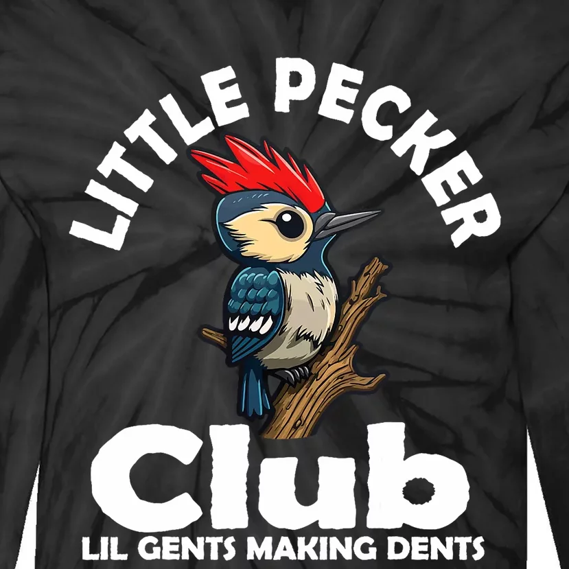 Little Pecker Club Lil Gents Making Dents Funny Woodpecker Tie-Dye Long Sleeve Shirt