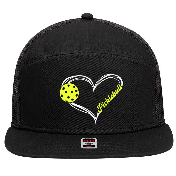 Love Pickleball Cute Pickleball Match, I Love Pickleball 7 Panel Mesh Trucker Snapback Hat