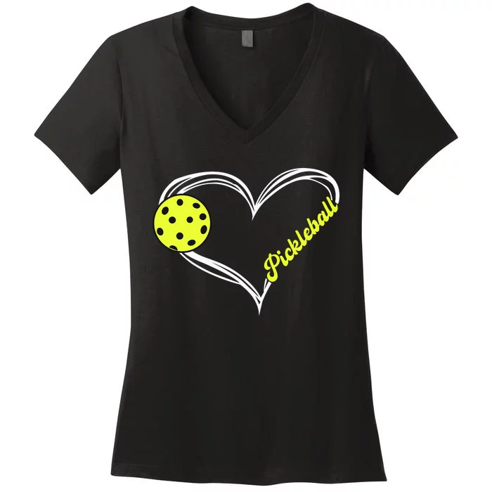 Love Pickleball Cute Pickleball Match, I Love Pickleball Women's V-Neck T-Shirt