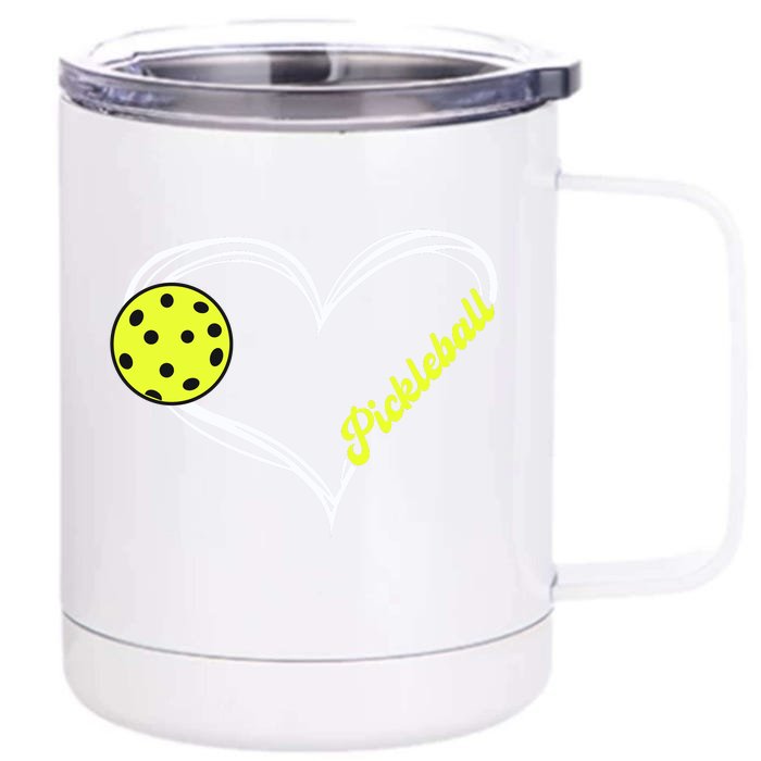 Love Pickleball Cute Pickleball Match, I Love Pickleball Front & Back 12oz Stainless Steel Tumbler Cup