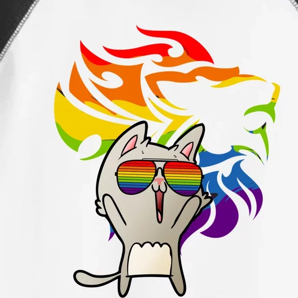 Lgbtq+ Pride Cat Wearing Sunglasses Rainbow Lion Funny Gift Toddler Fine Jersey T-Shirt