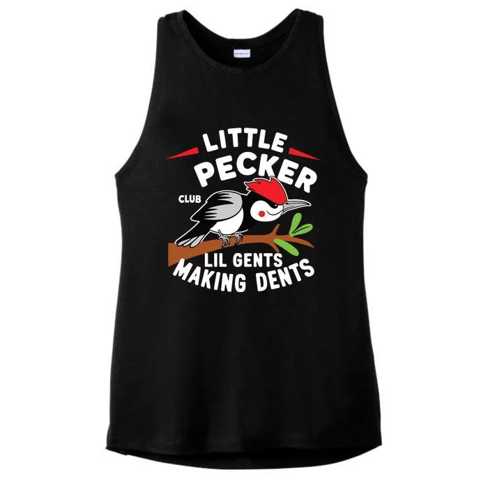 Little Pecker Club Lil Gents Making Dents Retro Woodpecker Ladies Tri-Blend Wicking Tank