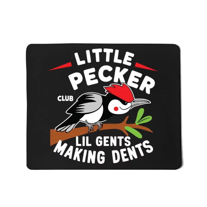 Little Pecker Club Lil Gents Making Dents Retro Woodpecker Mousepad