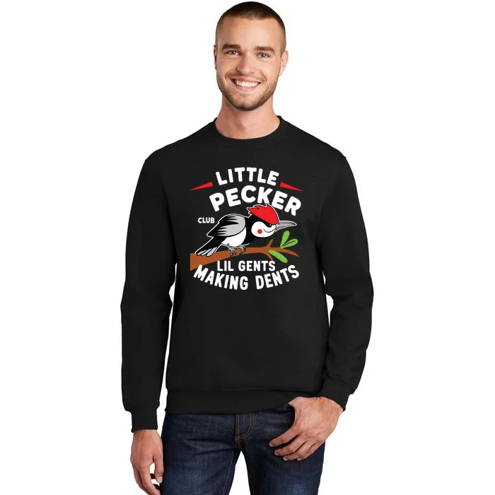 Little Pecker Club Lil Gents Making Dents Retro Woodpecker Tall Sweatshirt