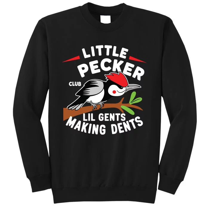 Little Pecker Club Lil Gents Making Dents Retro Woodpecker Tall Sweatshirt