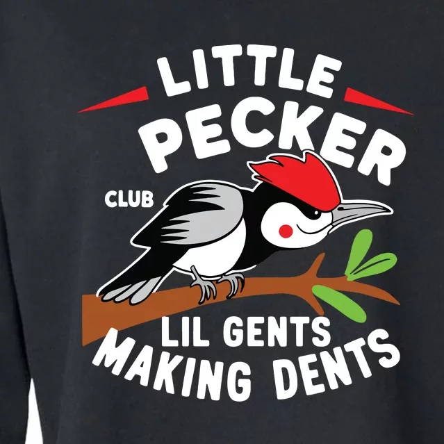 Little Pecker Club Lil Gents Making Dents Retro Woodpecker Cropped Pullover Crew