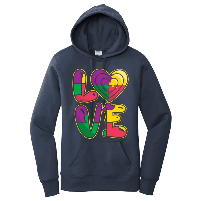 Love Puzzle Colorful April Advocate Support Autism Awareness Gift Women's Pullover Hoodie