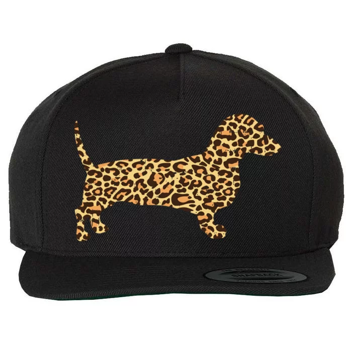 Leopard Print Dachshund Weiner Sausage Dog Girls Gift Wool Snapback Cap